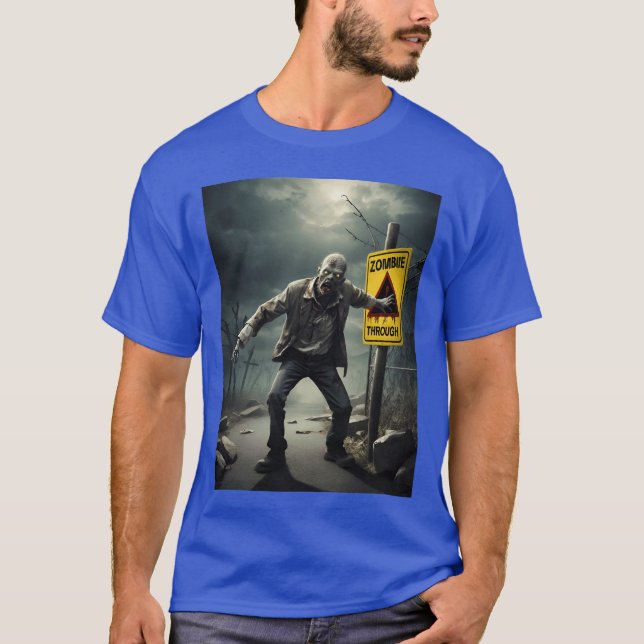 T-shirt Zombie Apocalypse Sign Horror Movie Style (Devant)