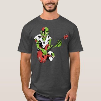 T-shirt Zombie Basse Guitare Lazy Halloween Costume Musiqu