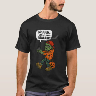 T-shirt Zombie Bruh Pumpkin Men Women Kids Teens Funny Hal