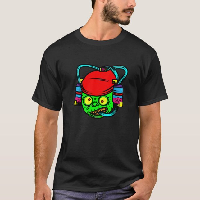 T-shirt Zombie Drinking Brains Lazy Halloween Costume  Mon (Devant)