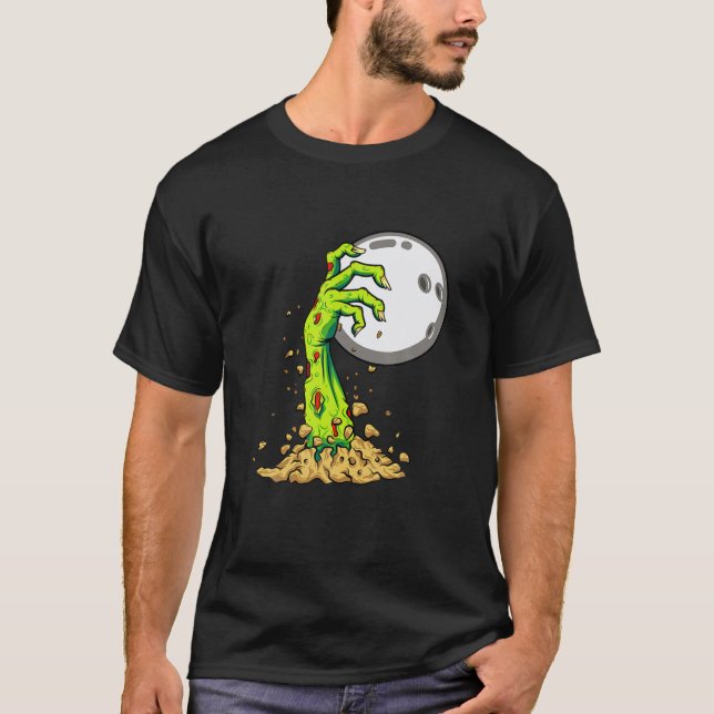 T-shirt Zombie Hands Bowling Halloween Costume Sport Amour (Devant)