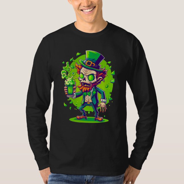 T-shirt Zombie Leprechaun Irish St Paddy's Beer  1 (Devant)