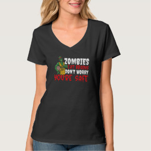 T-shirt Zombie Mangez des cerveaux Ne vous inquiétez pas V