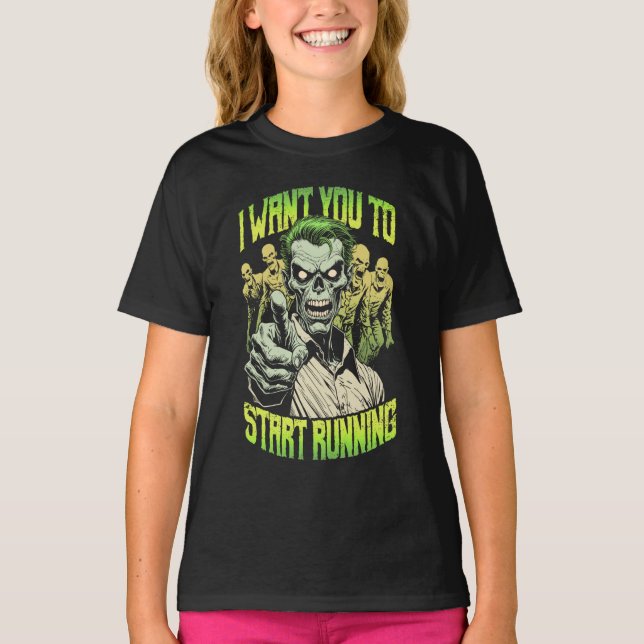 T-shirt Zombie Marathon Runner Je Veux Que Vous Commenciez (Devant)