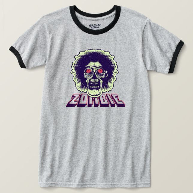 T-shirt ZOMBIE Orange Eyes Cheveux verts (Design devant)