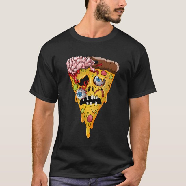 T-shirt Zombie Pizza Funny Gift For Pizzas Lover (Devant)
