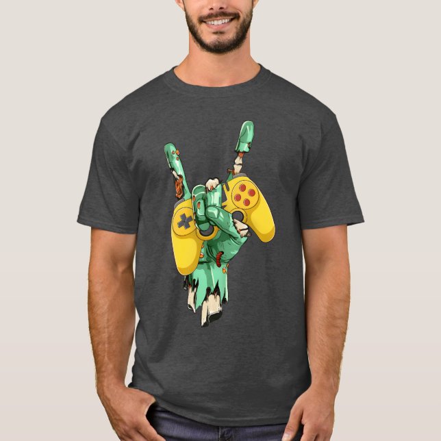 T-shirt Zombie Rock Hand Holding Gaming Controller boy (Devant)
