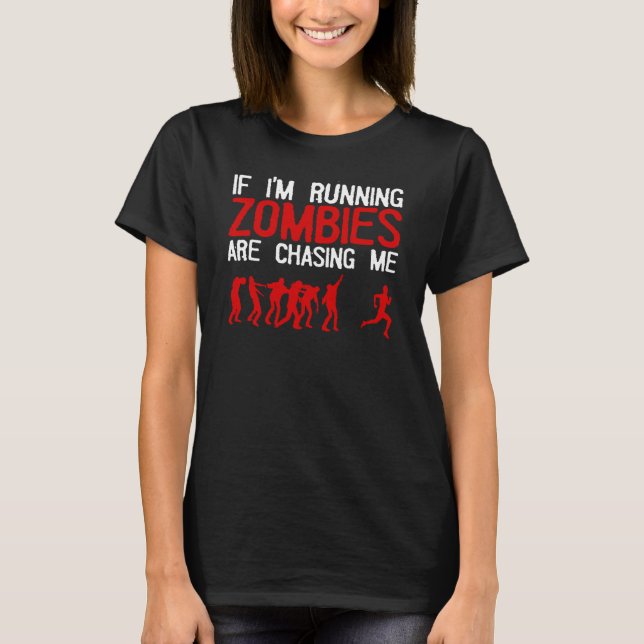 T-shirt Zombie Running Design Pour Hommes Femmes Halloween (Devant)