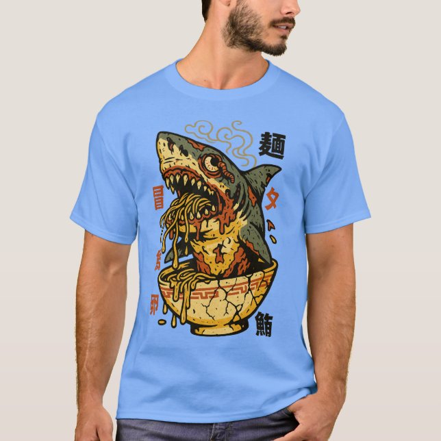 T-shirt Zombie Shark Monster Ramen - Nourriture japonaise  (Devant)