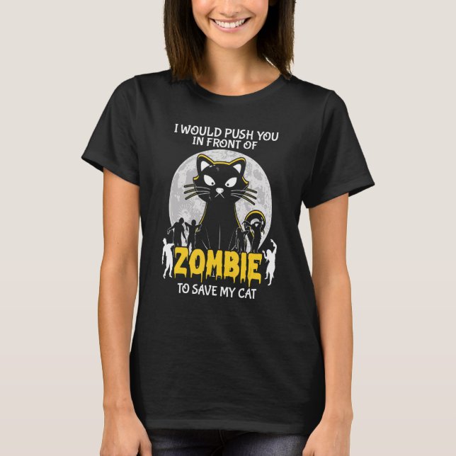 T-shirt Zombie To Save My Cat Halloween (Devant)