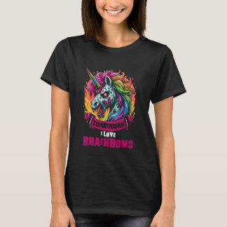 T-shirt Zombie Unicorn Brains Gothic Funny I Love Brainbow