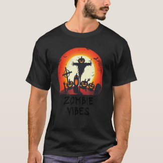 T-shirt Zombie Vibes Lune Graveyard Effrayant Enfants Pub