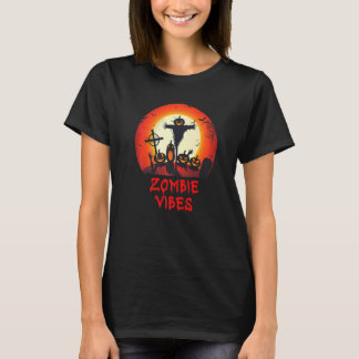T-shirt Zombie Vibes Lune Graveyard Effrayant Enfants Pub