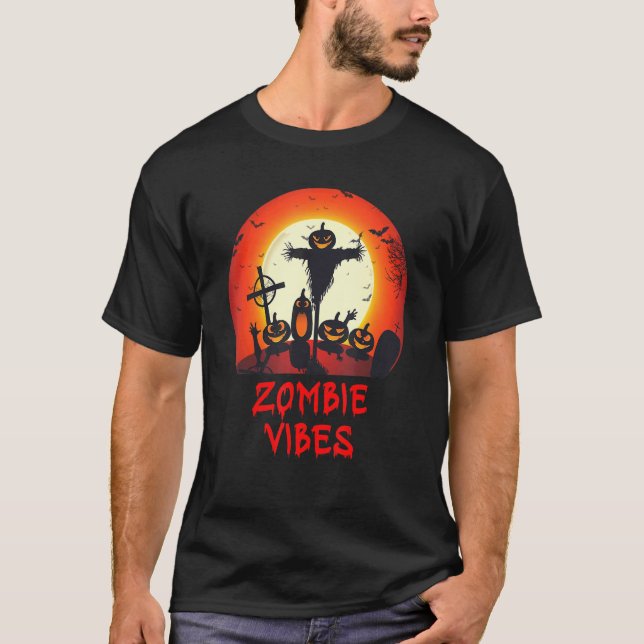 T-shirt Zombie Vibes Lune Graveyard Scary Enfants A (Devant)