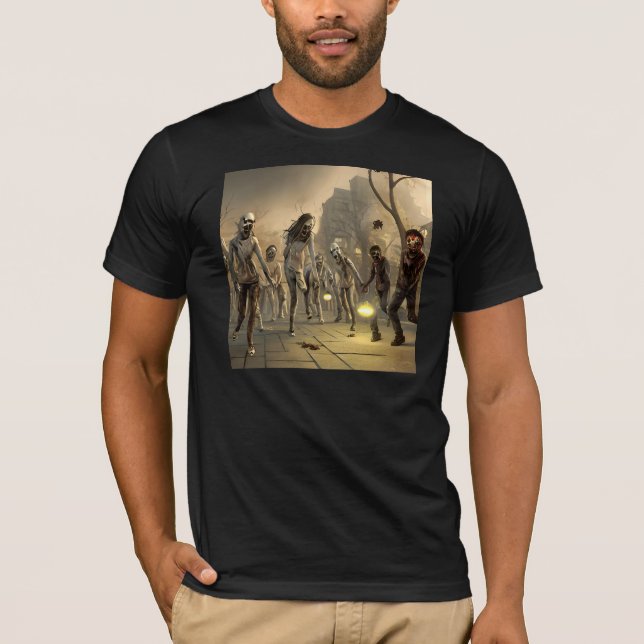 T-shirt Zombie Walking Dead Horde Halloween (Devant)