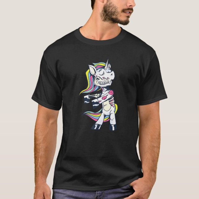 T-shirt Zombiecorn Flossant Danser Non Morts Zombie Unicor (Devant)