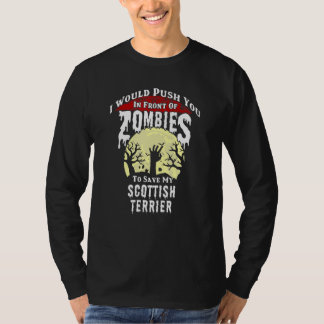 T-shirt Zombies Scottish Terrier Halloween Éffrayant