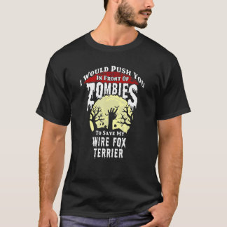 T-shirt Zombies Wire Fox Terrier Halloween Éffrayant
