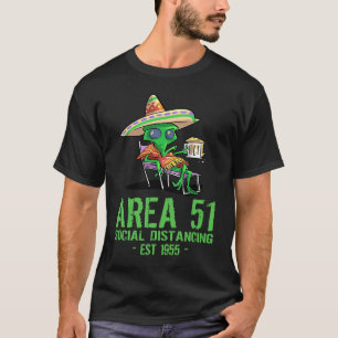 T-shirt Zone 51 Blague U F O Ivre Étranger Illégal Cinco