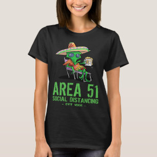 T-shirt Zone 51 Gag U F O Drunk Alien Illégal Cinco De Ma