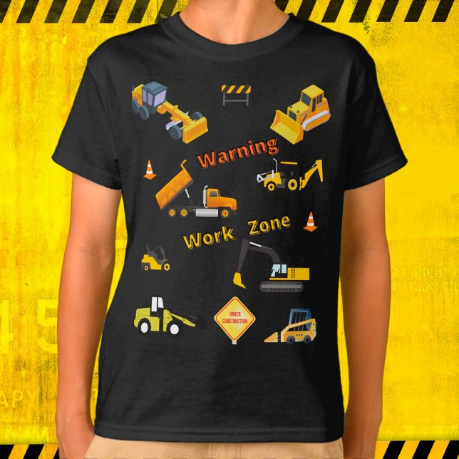 T-shirt Zone de travail d'avertissement de construction (Créateur téléchargé)