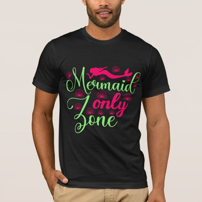 T-shirt Zone Sirène uniquement en rose chaud et vert néon (Devant)