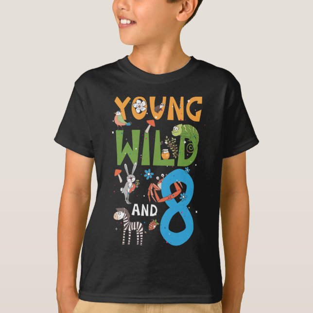 T-shirt Zoo 8 ans Anniversaire Safari Jungle Animal 2ème (Devant)