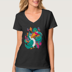 T-shirt Zoo Animal Exotique Oiseau Tropical Feuilles Faune