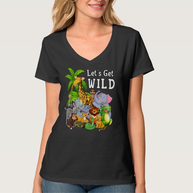 T-shirt Zoo Animaux Safari Faune Anniversaire Fête Let's G (Devant)
