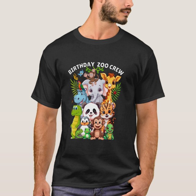 T-shirt Zoo d'anniversaire Crew jote Wild Safari Zoo Anima (Devant)