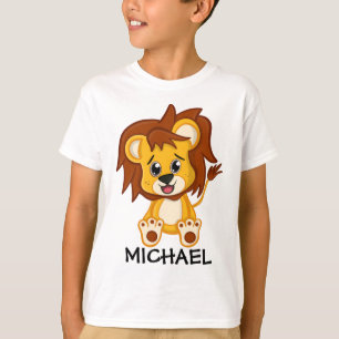 T-shirt Zoo de Caricature de Cute Lion Jungle Nom Safari