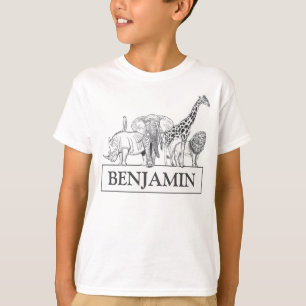 T-shirt Zoo noir et blanc personnalisé Animaux Anniversai