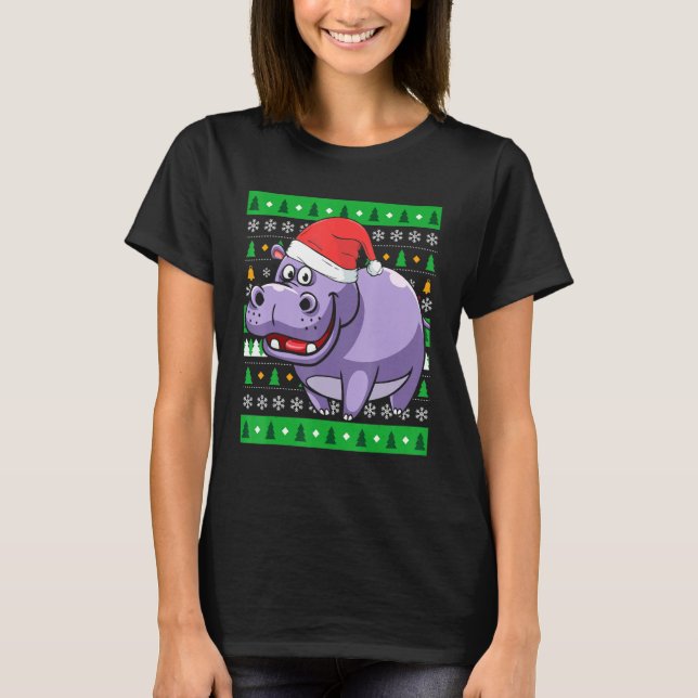 T-shirt Zookeeper Égypte Animal Hippo laids Noël (Devant)