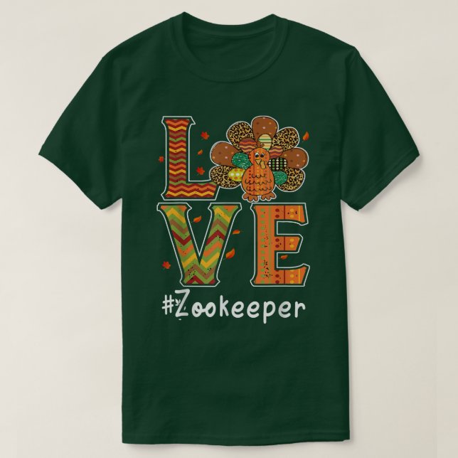 T-shirt Zookeeper Love Thanksgiving Leopard Turquie automn (Design devant)