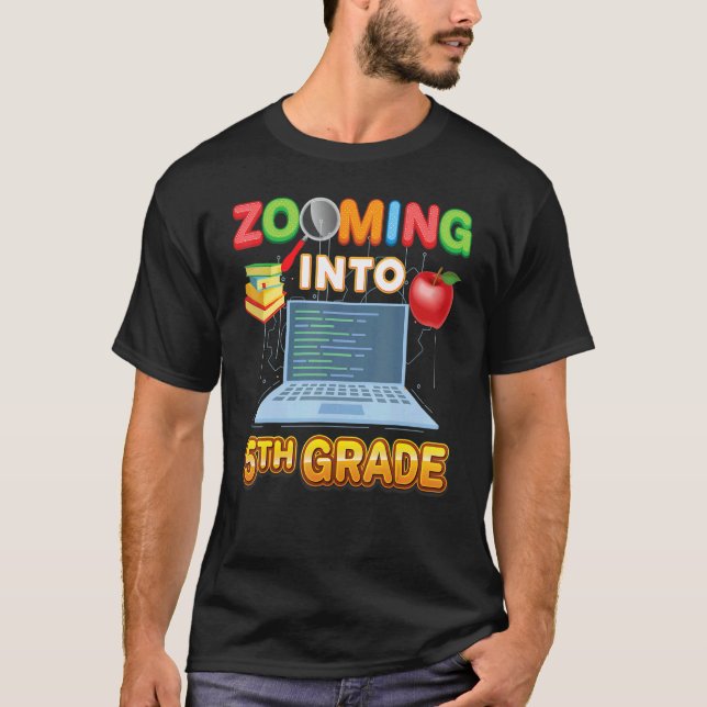 T-shirt Zooming Into 5th Grade Fifth Virtual Student Learn (Devant)