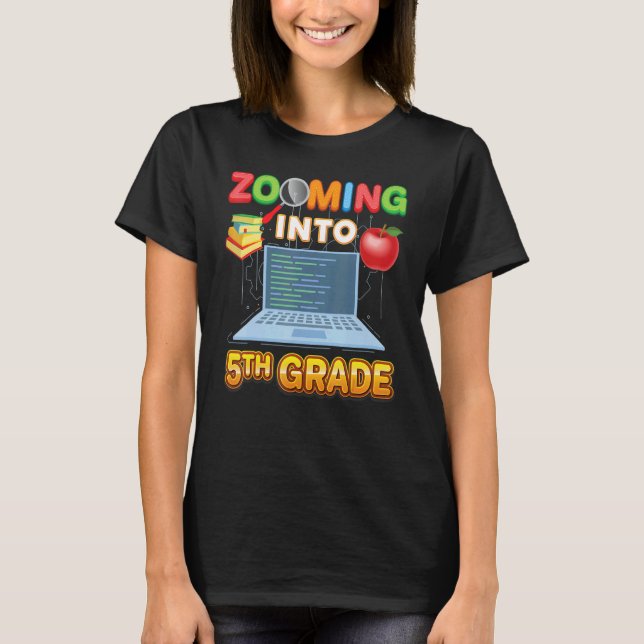 T-shirt Zooming Into 5th Grade Fifth Virtual Student Learn (Devant)