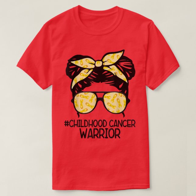 T-shirt ZqxJ Messy Bun Yellow Ribbon Garde Cancer de l'enf (Design devant)