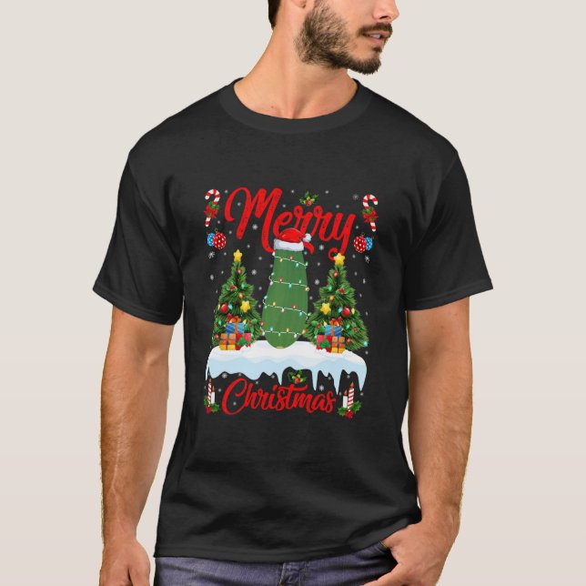 T-shirt Zucchini Lover Xmas éclairage Santa Hat Zucchini (Devant)