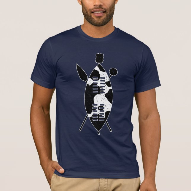 T-shirt Zulu Bouclier Vache Cacher Spear Knobkerrie Afriqu (Devant)