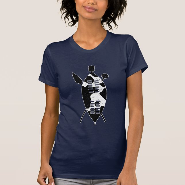 T-shirt Zulu Bouclier Vache Cacher Spear Knobkerrie Afriqu (Devant)