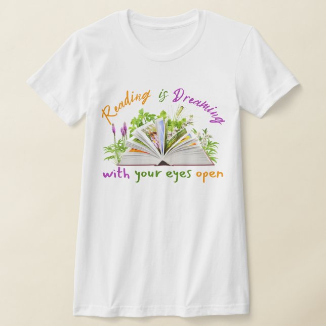 T-Shirt zum Lesen von Zitat - Träumen mit offenen  (Ablage )