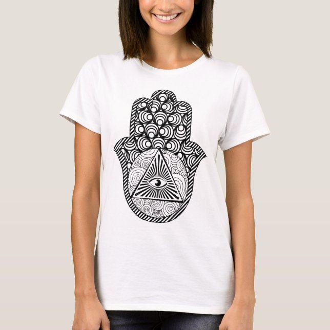 T-Shirt zum Schutz des Bösen Auges Hamsa (Vorderseite)