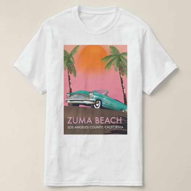 T-shirt Zuma Beach Los Angeles County Californie (Design devant)