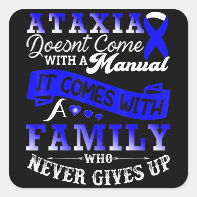 T - Shirt zur Unterstützung von Ataxie-Sensibilisi Quadratischer Aufkleber (Vorderseite)