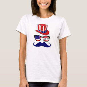 T - Shirt zur Wahl mit Hut, Brille und Mustache