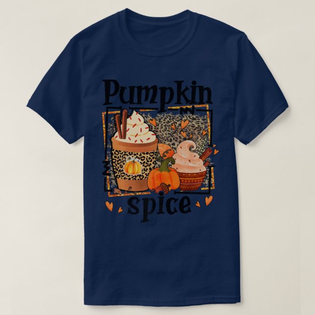 T-shirt ZyVb Leopard Citrouille épice automne Citrouille d (Design devant)