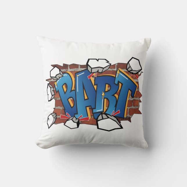 T-ShirtBART" Urban Graffiti Art - Breaking Through Kissen (Vorderseite)