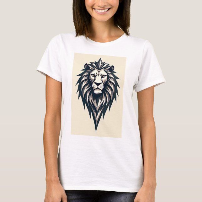 T-ShirtLöwe-Logo: Ein gewagter, geometrischer Löwe T-Shirt (Vorderseite)