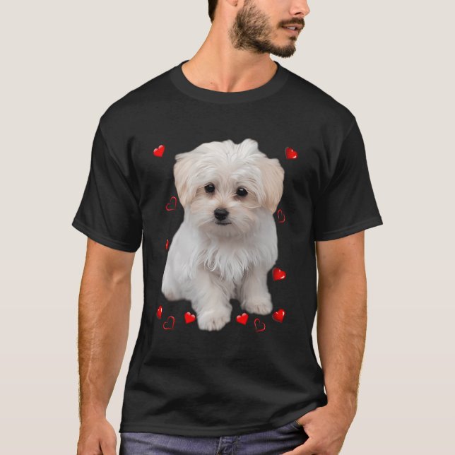 T-Shirts Amoureux de les chiens Maltais Longues Ma (Devant)