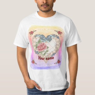 T-shirts Blue Lacy Ribbon Heart